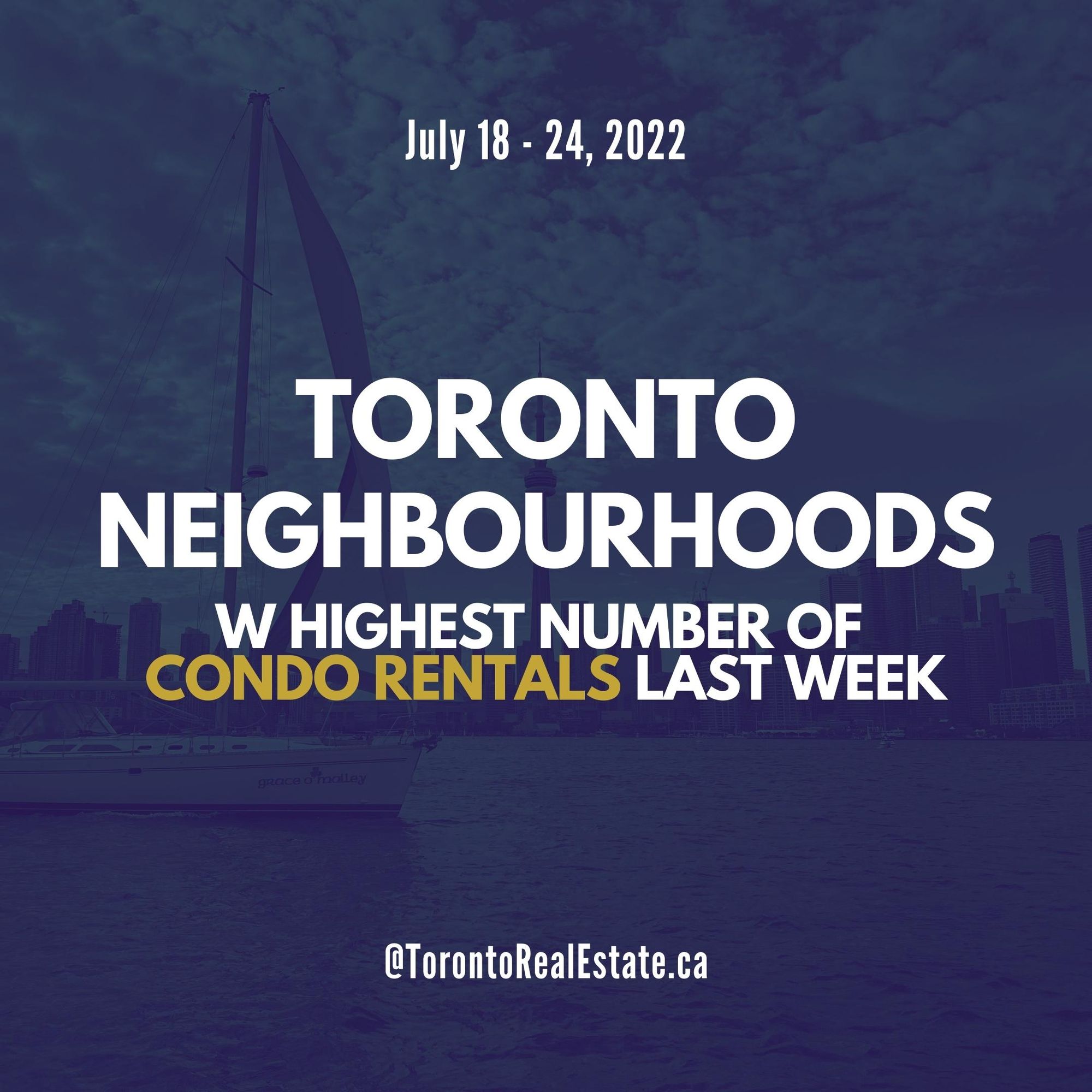 Toronto neighbourhoods with highest # of condo rentals in the last week (July 18-24)