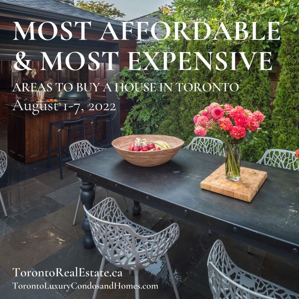 Most Affordable & Most Expensive Areas to Buy a House in Toronto | August 1-7, 2022